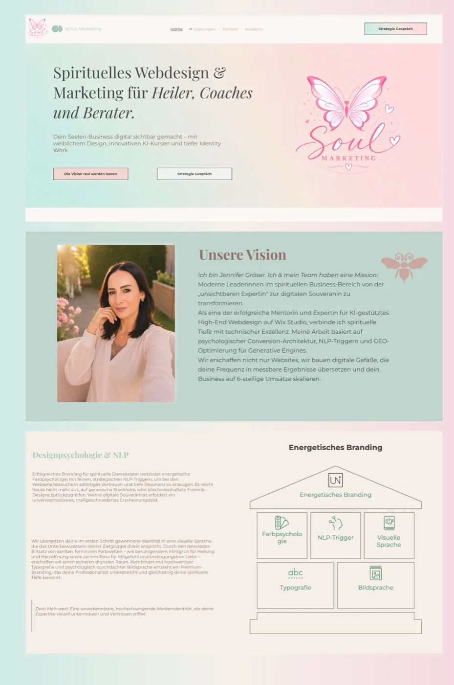 Beispielprojekt Soul Marketing, spirituelles Webdesign für Coaches und Heiler